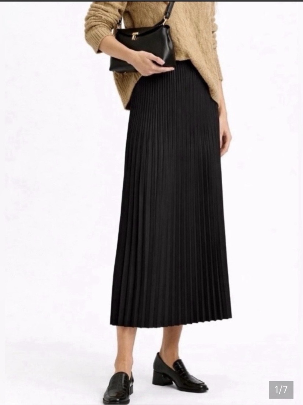 Eileen Fisher Quiet Luxury Pleated Black Midi Skirt
